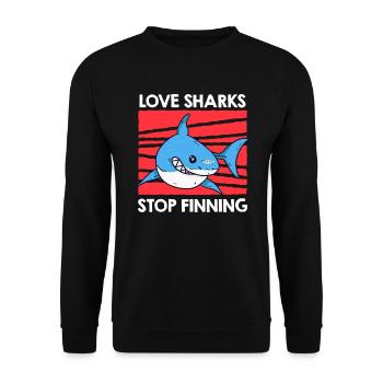 Dear Sharks Stop Finning Save the Sharks - Unisex Sweatshirt - black - Front - Alina (178cm) & Michal (187cm)