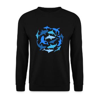 Haie Fischschwarm Taucher Tauchgang Aesthetic - Unisex Pullover - Schwarz - Vorne - Alina (178cm) & Michal (187cm)