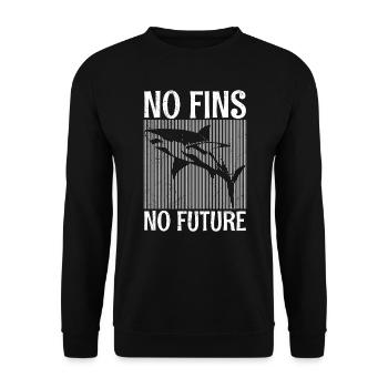 Hai Tierschutz No Fins no Future - Unisex Pullover - Schwarz - Vorne - Alina (178cm) & Michal (187cm)