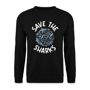 Save Sharks Shark Protection Divers - Unisex Sweatshirt - black - Front - Alina (178cm) & Michal (187cm)
