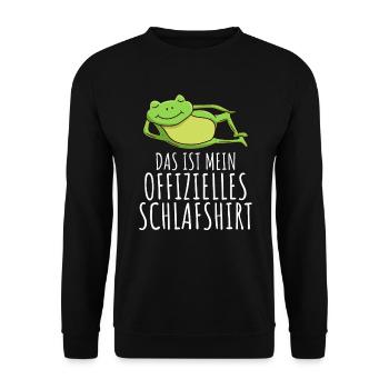 Mein Frosch Schlafshirt offizielles Schlaf - Unisex Pullover - Schwarz - Vorne - Alina (178cm) & Michal (187cm)
