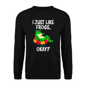 J’aime juste les grenouilles, d’accord? Ventilateur de grenouille - Sweat-shirt Unisexe - noir - Devant - Alina (178cm) & Michal (187cm)