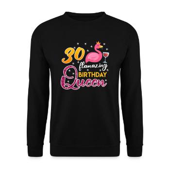 30e anniversaire Dames 30 ans Flamant rose flamboyant - Sweat-shirt Unisexe - noir - Devant - Alina (178cm) & Michal (187cm)