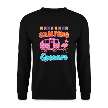Flamingo Camping Queen Camper Women - Unisex Sweatshirt - black - Front - Alina (178cm) & Michal (187cm)