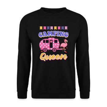 Flamingo Camping Queen Camper Women - Unisex Sweatshirt - black - Front - Alina (178cm) & Michal (187cm)