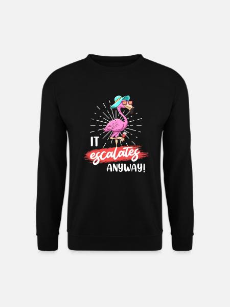 Party Spruch es eskaliert eh Party Flamingo - Unisex Pullover - Schwarz