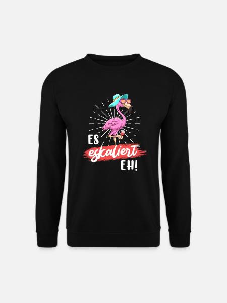 Party Spruch es eskaliert eh Party Flamingo - Unisex Pullover - Schwarz