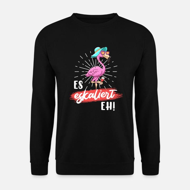 Party Spruch es eskaliert eh Party Flamingo - Unisex Pullover - Schwarz