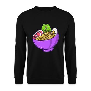 Ramen Noodles Japan Food Frosch Nudelsupppe - Unisex Pullover - Schwarz - Vorne - Alina (178cm) & Michal (187cm)