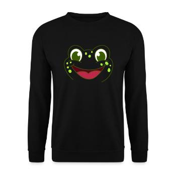 Süßes Froschgesicht Frosch Kinder Junge Mädchen - Unisex Pullover - Schwarz - Vorne - Alina (178cm) & Michal (187cm)
