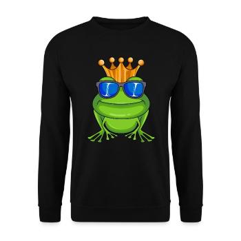 Frosch mit Krone und Sonnenbrille König - Unisex Pullover - Schwarz - Vorne - Alina (178cm) & Michal (187cm)