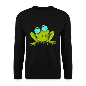 Lustiger Frosch mit Sonnenbrille Kinder Kröte - Unisex Pullover - Schwarz - Vorne - Alina (178cm) & Michal (187cm)