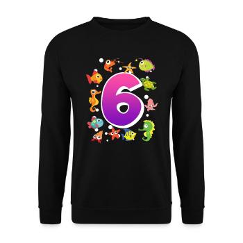 6. Geburtstag Mädchen 6 Jahre - Unisex Pullover - Schwarz - Vorne - Alina (178cm) & Michal (187cm)