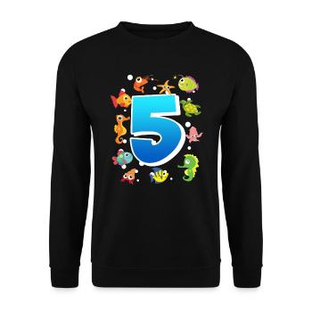 5th birthday boy 5 years - Unisex Sweatshirt - black - Front - Alina (178cm) & Michal (187cm)