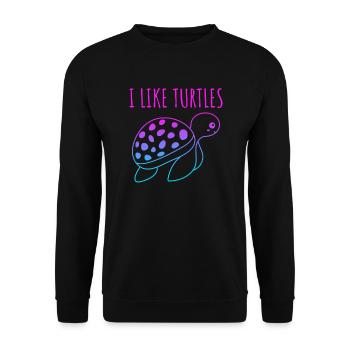 I like Turtle's cute turtle - Unisex Sweatshirt - black - Front - Alina (178cm) & Michal (187cm)