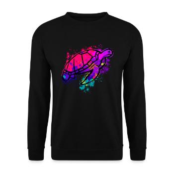 Moderne Kunst Schildkröte Taucher - Unisex Pullover - Schwarz - Vorne - Alina (178cm) & Michal (187cm)