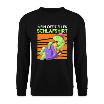 Mein offizielles Schlafshirt mit Schildkröte - Unisex Pullover - Schwarz - Vorne - Alina (178cm) & Michal (187cm)