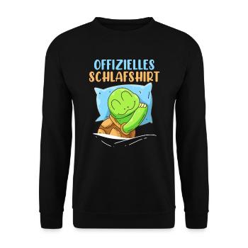 Offizielles Schildkröten Schlafshirt - Unisex Pullover - Schwarz - Vorne - Alina (178cm) & Michal (187cm)