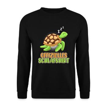 Offizielles Schlafshirt mit Schildkröte - Unisex Pullover - Schwarz - Vorne - Alina (178cm) & Michal (187cm)