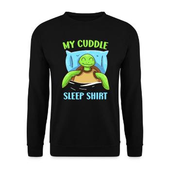 Mein Kuschel Schlafshirt Schildkröte Schlaf - Unisex Pullover - Schwarz - Vorne - Alina (178cm) & Michal (187cm)