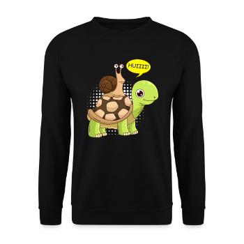 Sarcasme Speed Wheee! Escargot - Sweat-shirt Unisexe - noir - Devant - Alina (178cm) & Michal (187cm)
