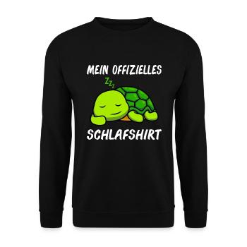 Mein offizielles Schlafshirt Schildkröte - Unisex Pullover - Schwarz - Vorne - Alina (178cm) & Michal (187cm)