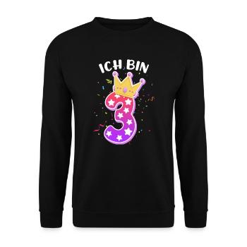 Ich bin 3 Jahre 3. Geburtstag Mädchen - Unisex Pullover - Schwarz - Vorne - Alina (178cm) & Michal (187cm)