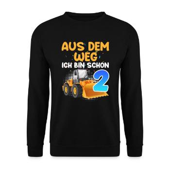 Aus dem Weg ich bin schon 2 Jahre 2. Geburtstag - Unisex Pullover - Schwarz - Vorne - Alina (178cm) & Michal (187cm)
