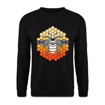 Biene auf Bienenwaben Imker - Unisex Pullover - Schwarz - Vorne - Alina (178cm) & Michal (187cm)