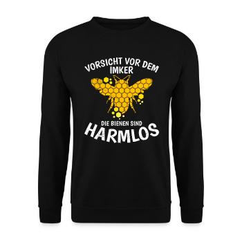 Bienen sind harmlos Vorsicht vor dem Imker - Unisex Pullover - Schwarz - Vorne - Alina (178cm) & Michal (187cm)