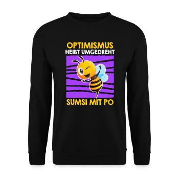 Optimismus umgedreht heißt Sumsi mit Po - Unisex Pullover - Schwarz - Vorne - Alina (178cm) & Michal (187cm)