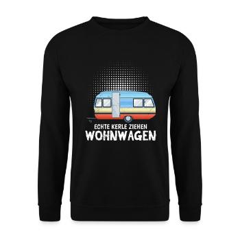 Real guys pull caravan campers - Unisex Sweatshirt - black - Front - Alina (178cm) & Michal (187cm)