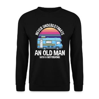 Old Man with Motorhome Papa Grandpa Pensioner Camper - Unisex Sweatshirt - black - Front - Alina (178cm) & Michal (187cm)