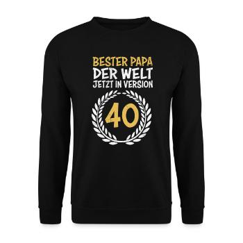 Bester Papa jetzt in Version 40 Papa Geburtstag 40 - Unisex Pullover - Schwarz - Vorne - Alina (178cm) & Michal (187cm)