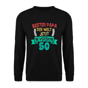 50. Geburtstag Papa 50 Jahre - Unisex Pullover - Schwarz - Vorne - Alina (178cm) & Michal (187cm)