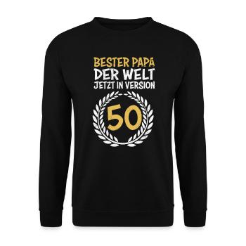 Bester Papa der Welt Papa Geburtstag 50 Jahre - Unisex Pullover - Schwarz - Vorne - Alina (178cm) & Michal (187cm)