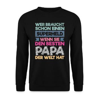 Bester Papa der Welt Tochter Vater - Unisex Pullover - Schwarz - Vorne - Alina (178cm) & Michal (187cm)