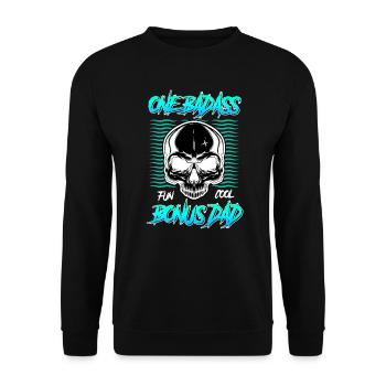 Bonus Papa Stepfather - Unisex Sweatshirt - black - Front - Alina (178cm) & Michal (187cm)