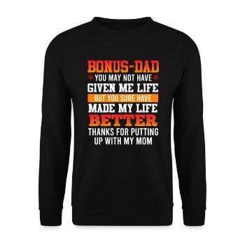 Thank you bonus-dad stepfather gratitude patchwork - Unisex Sweatshirt - black - Front - Alina (178cm) & Michal (187cm)