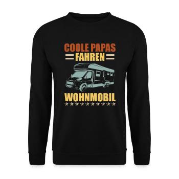 Coole Papas fahren Wohnmobil Camper Wohnmobil - Unisex Pullover - Schwarz - Vorne - Alina (178cm) & Michal (187cm)