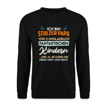 Papa 2 Kinder Papa 2 Töchter 2 Söhne Vater - Unisex Pullover - Schwarz - Vorne - Alina (178cm) & Michal (187cm)