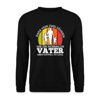 Papa 2 Kinder Vater 2 Söhne - Unisex Pullover - Schwarz - Vorne - Alina (178cm) & Michal (187cm)