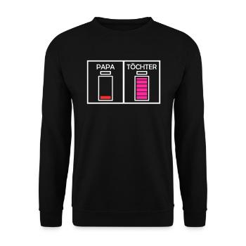 Papa NO Energy Töchter voll Energie Papa 2 Töchter - Unisex Pullover - Schwarz - Vorne - Alina (178cm) & Michal (187cm)
