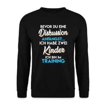 Vater 2 Kinder Papa 2 Kinder - Unisex Pullover - Schwarz - Vorne - Alina (178cm) & Michal (187cm)