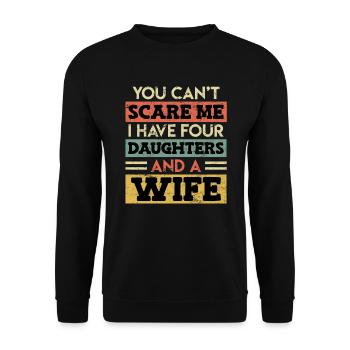Père 4 Filles Papa - Sweat-shirt Unisexe - noir - Devant - Alina (178cm) & Michal (187cm)
