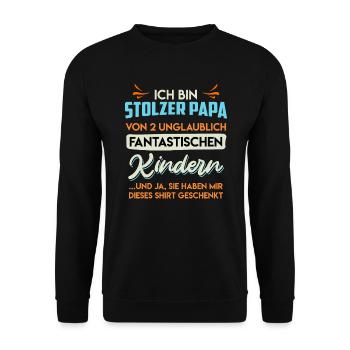 Papa 2 Kinder Papa 2 Töchter 2 Söhne Vater - Unisex Pullover - Schwarz - Vorne - Alina (178cm) & Michal (187cm)