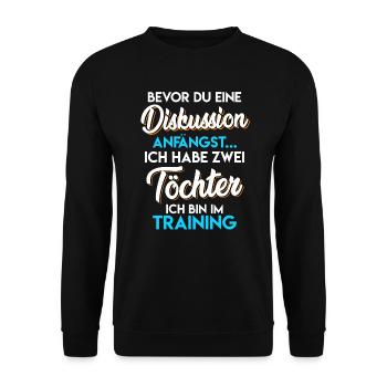 Vater 2 Söhn Papa 2 Kinder - Unisex Pullover - Schwarz - Vorne - Alina (178cm) & Michal (187cm)