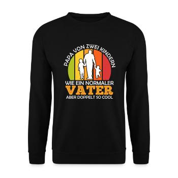 Papa 2 Kinder Vater 2 Söhne 2 Töchter - Unisex Pullover - Schwarz - Vorne - Alina (178cm) & Michal (187cm)