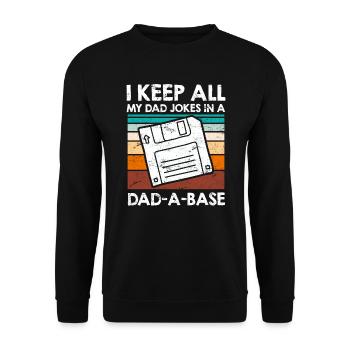 Keep my Jokes in a Dad-a-base Papa Witze - Unisex Sweatshirt - black - Front - Alina (178cm) & Michal (187cm)