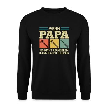 Heimwerker Papa Bastler Papa Vatertag - Unisex Pullover - Schwarz - Vorne - Alina (178cm) & Michal (187cm)